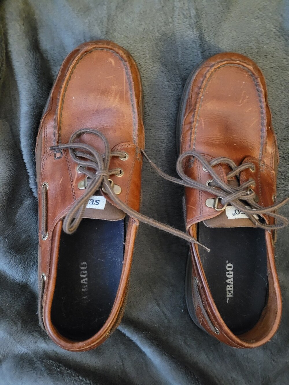 Sebago Men's Chestnut Brown Leather Moc Toe Boat Shoes